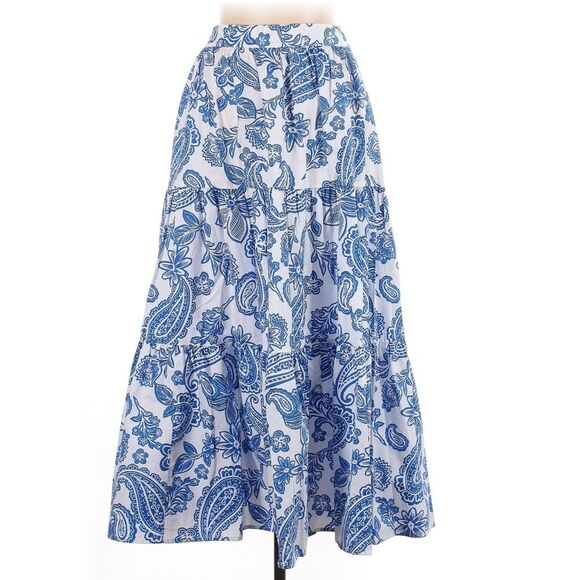 Xirena Angeline Santorini Blue Paisley Maxi Skirt Pockets L - Picture 2 of 9